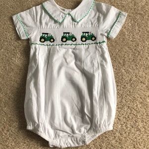 Spoiled by Nana smocked John Deere Tractor Bubble